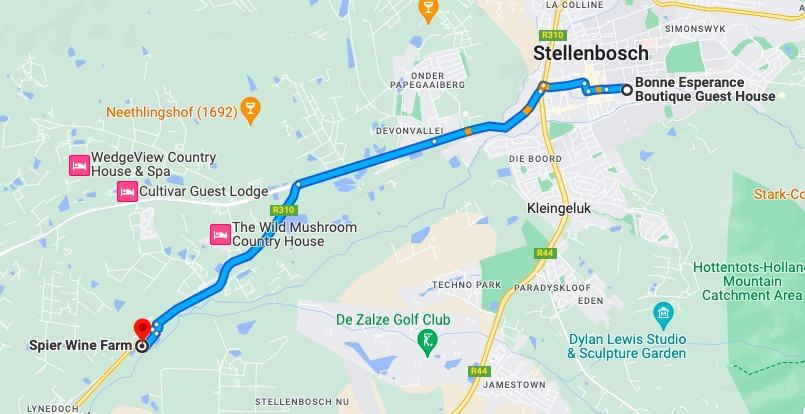 Directions to Spier WIne Farm, chocolate and wine tasting